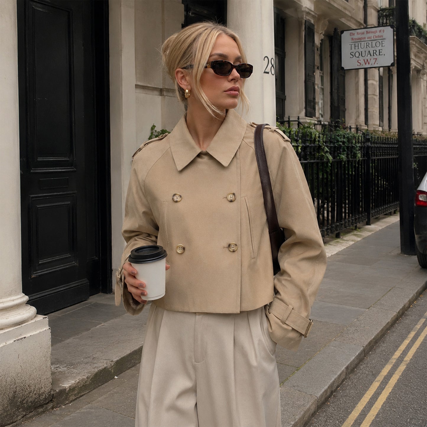 ENVIE Cropped Vegan Trench Jacket